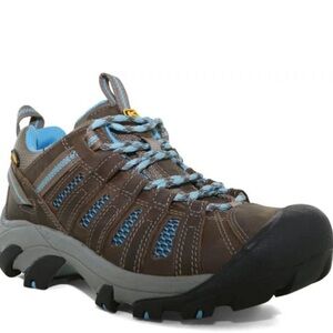 Women’s Keen Voyageur Hiking Outdoor Leather Shoes brown and blue size 6